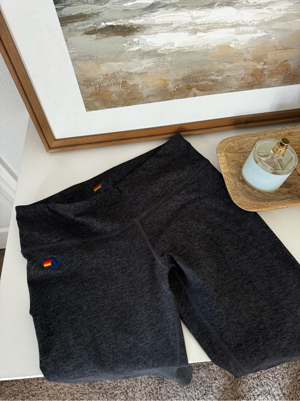 Aviator Nation Charcoal Gray Full Length Logo Leggings Size M